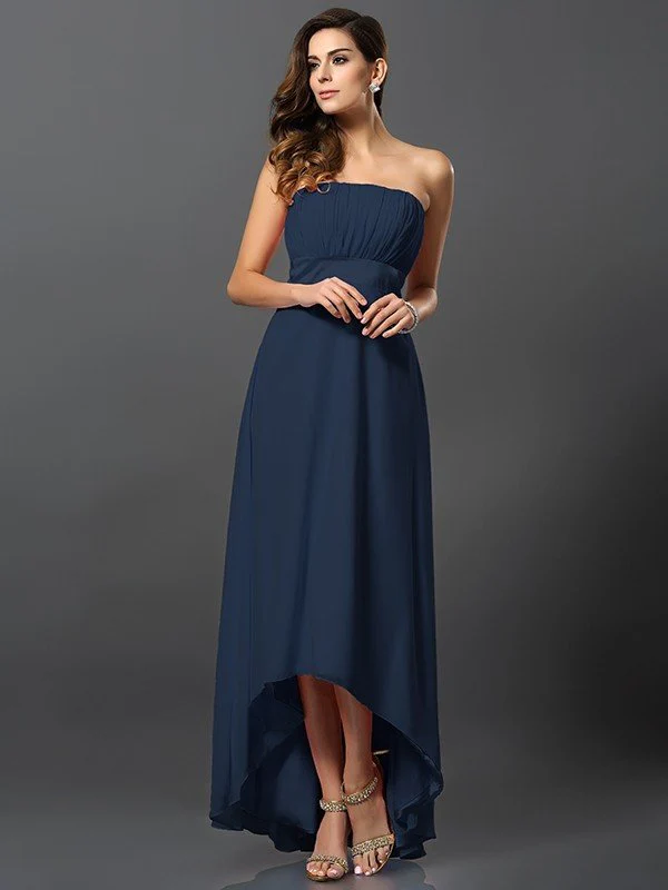 Charming Strapless Sleeveless High Low Chiffon Bridesmaid Dresses - Image 10