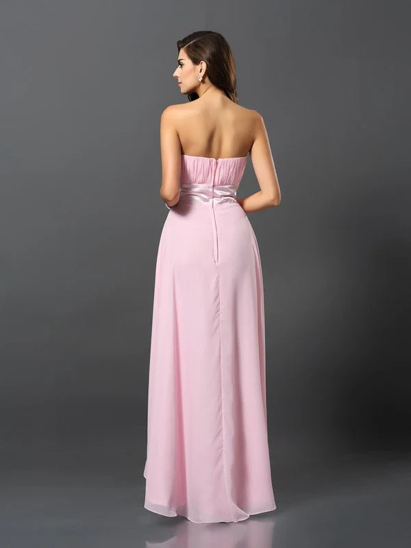 Charming Strapless Sleeveless High Low Chiffon Bridesmaid Dresses - Image 30