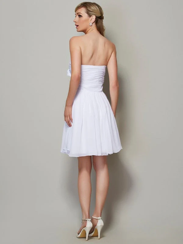 Charming Strapless Sleeveless Pleats Applique Short Chiffon Bridesmaid Dresses - Image 30