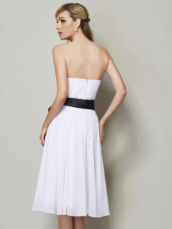 Charming Strapless Sleeveless Sash/Ribbon/Belt Short Chiffon Bridesmaid Dresses - Image 2