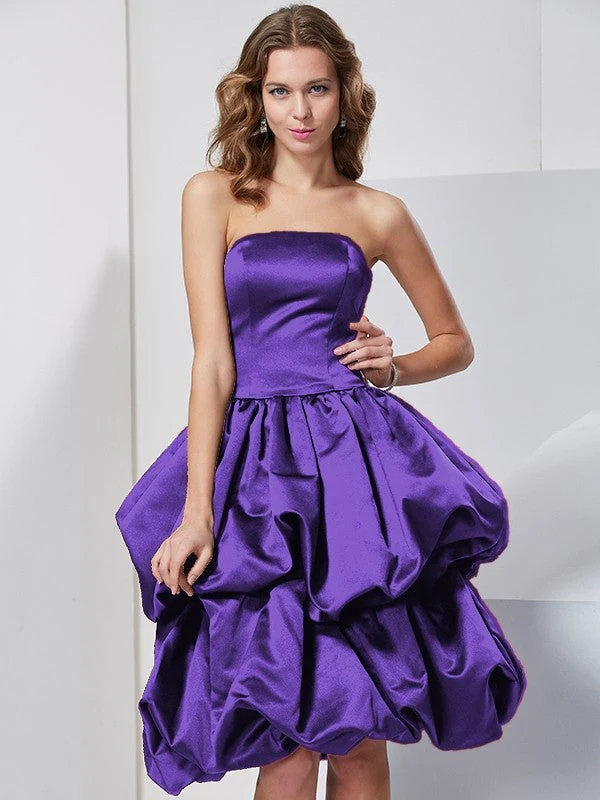 Charming Strapless Sleeveless Short Satin Bridesmaid Dresses - Image 22