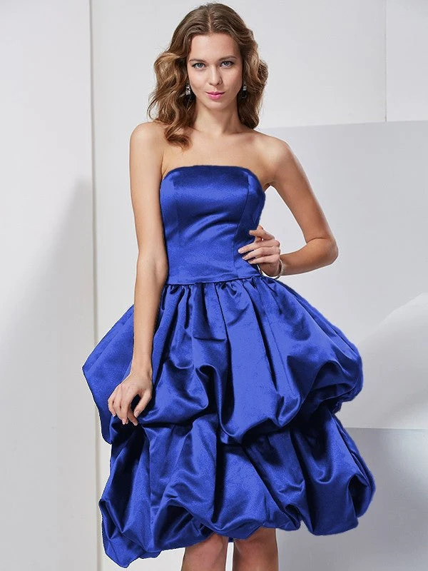 Charming Strapless Sleeveless Short Satin Bridesmaid Dresses - Image 24