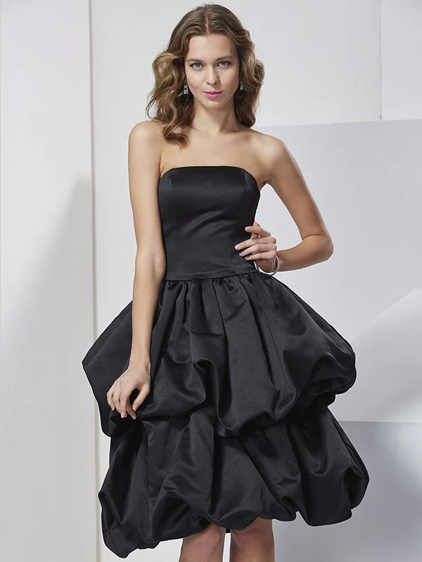 Charming Strapless Sleeveless Short Satin Bridesmaid Dresses - Image 4