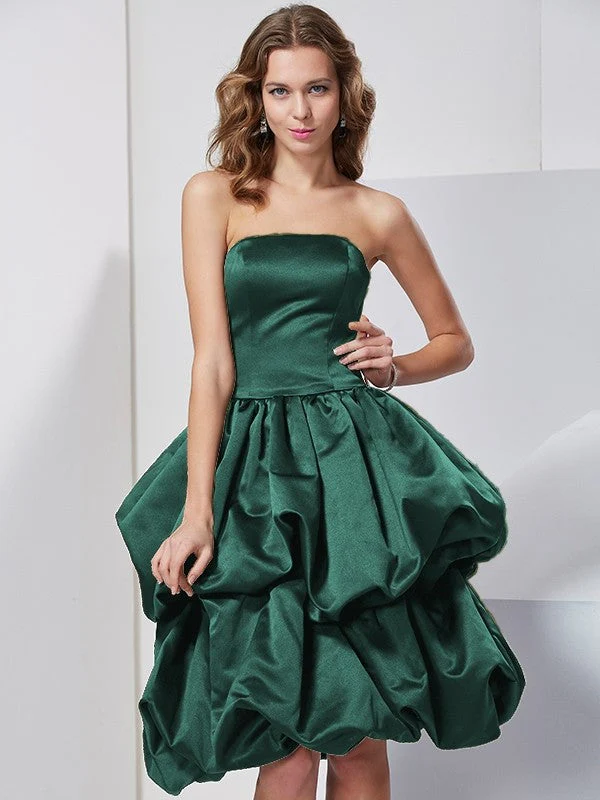Charming Strapless Sleeveless Short Satin Bridesmaid Dresses - Image 9