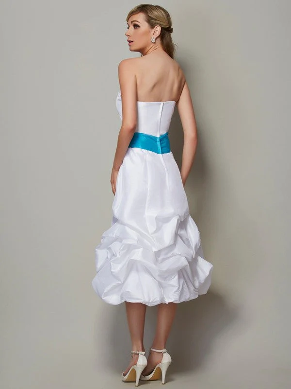 Charming Strapless Sleeveless Short Taffeta Bridesmaid Dresses - Image 2