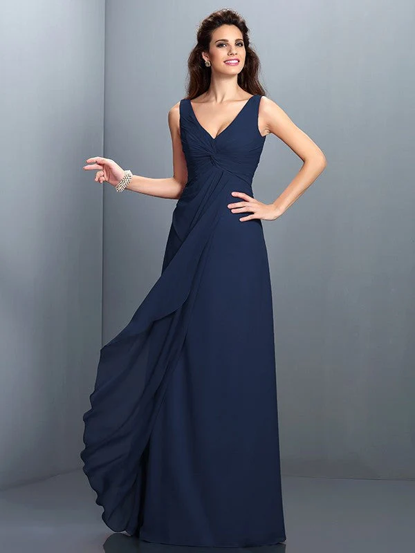 Charming Straps Pleats Sleeveless Long Chiffon Bridesmaid Dresses - Image 10