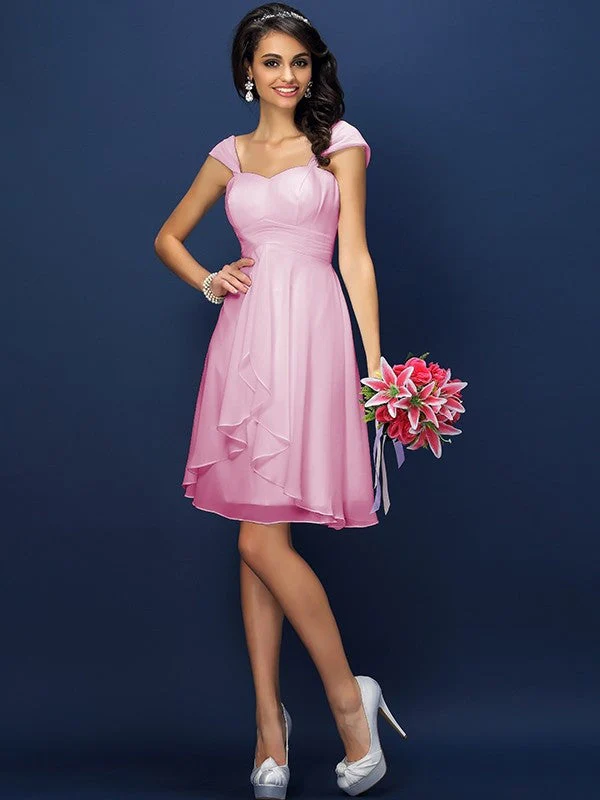 Charming Straps Pleats Sleeveless Short Chiffon Bridesmaid Dresses - Image 22