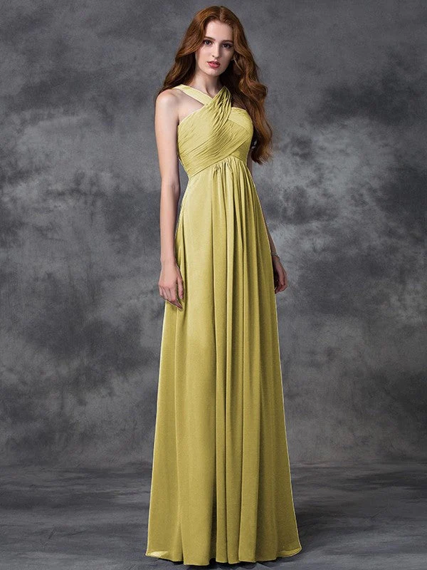 Charming Straps Ruched Sleeveless Long Chiffon Bridesmaid Dresses - Image 8