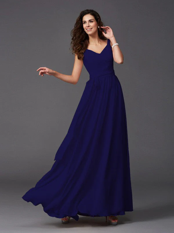 Charming Straps Sash/Ribbon/Belt Sleeveless Long Chiffon Bridesmaid Dresses - Image 12