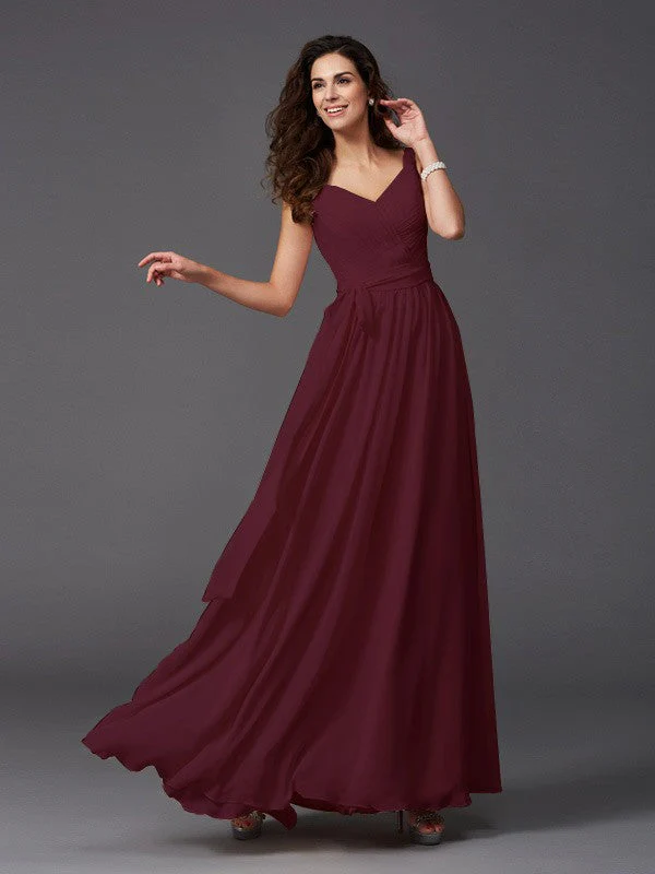 Charming Straps Sash/Ribbon/Belt Sleeveless Long Chiffon Bridesmaid Dresses - Image 22