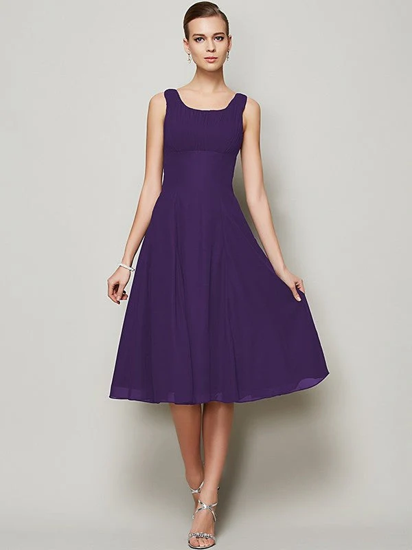 Charming Straps Sleeveless Pleats Short Chiffon Bridesmaid Dresses - Image 12