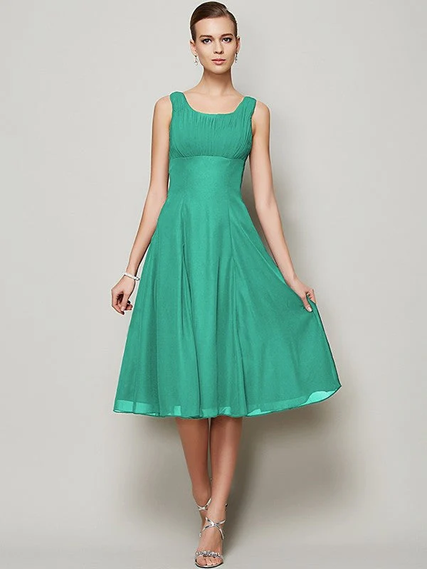 Charming Straps Sleeveless Pleats Short Chiffon Bridesmaid Dresses - Image 15