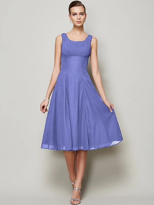 Charming Straps Sleeveless Pleats Short Chiffon Bridesmaid Dresses - Image 17
