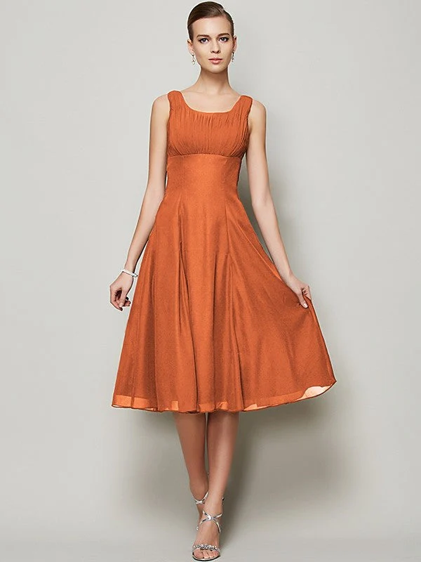 Charming Straps Sleeveless Pleats Short Chiffon Bridesmaid Dresses - Image 19