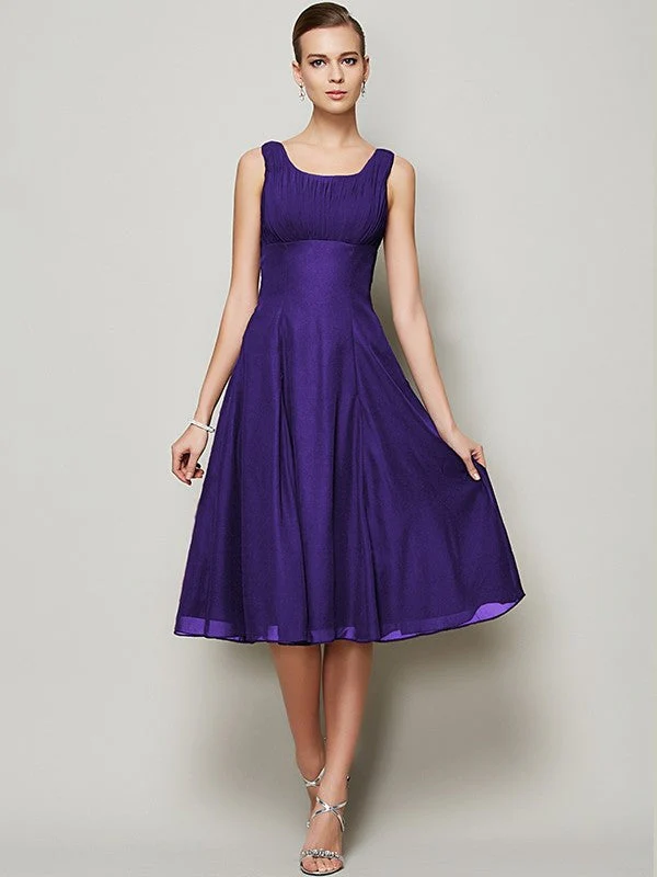 Charming Straps Sleeveless Pleats Short Chiffon Bridesmaid Dresses - Image 22