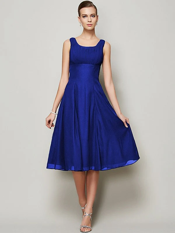 Charming Straps Sleeveless Pleats Short Chiffon Bridesmaid Dresses - Image 23