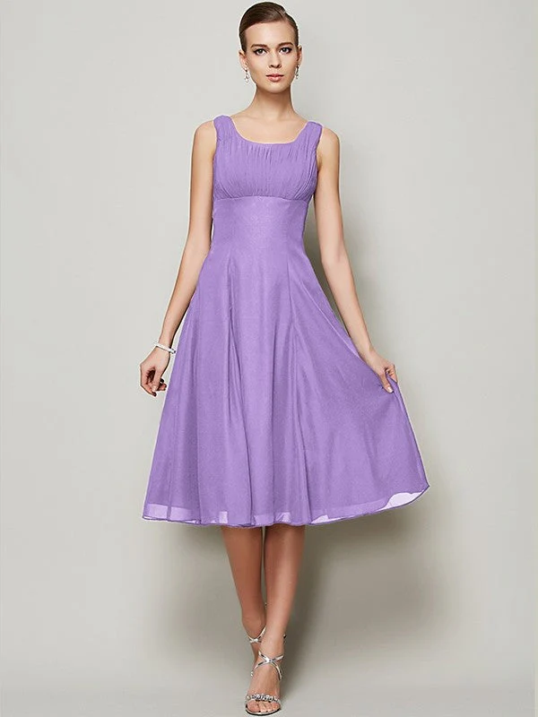 Charming Straps Sleeveless Pleats Short Chiffon Bridesmaid Dresses - Image 24