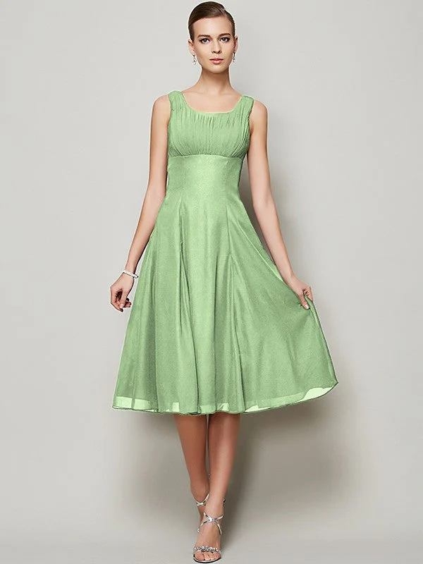 Charming Straps Sleeveless Pleats Short Chiffon Bridesmaid Dresses - Image 25