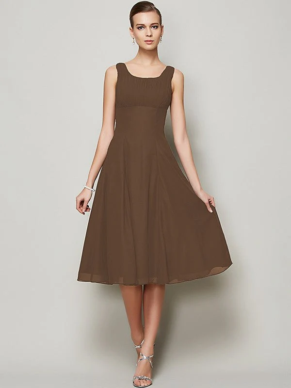 Charming Straps Sleeveless Pleats Short Chiffon Bridesmaid Dresses - Image 3