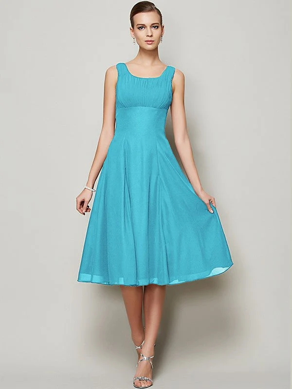 Charming Straps Sleeveless Pleats Short Chiffon Bridesmaid Dresses - Image 4