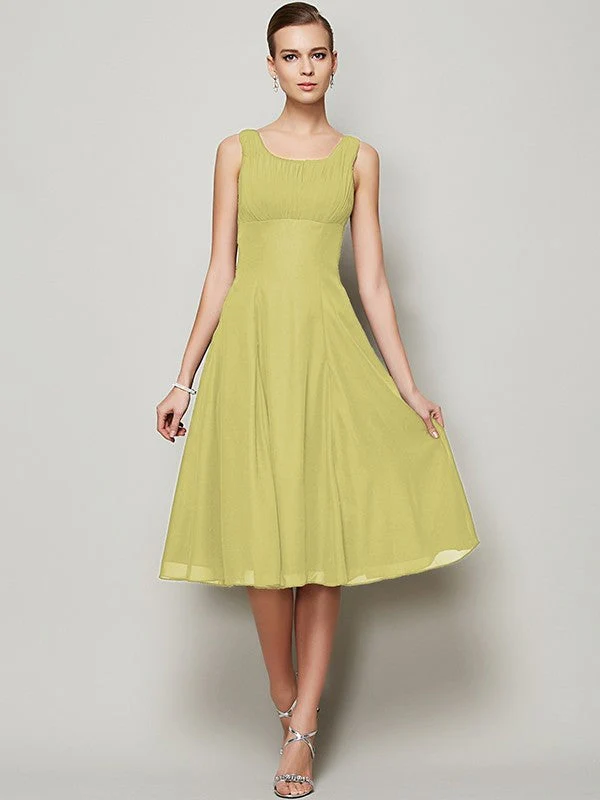 Charming Straps Sleeveless Pleats Short Chiffon Bridesmaid Dresses - Image 6