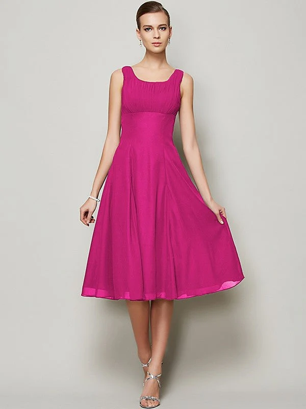 Charming Straps Sleeveless Pleats Short Chiffon Bridesmaid Dresses - Image 9