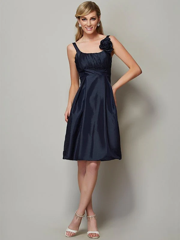 Charming Straps Sleeveless Pleats Short Taffeta Bridesmaid Dresses - Image 10