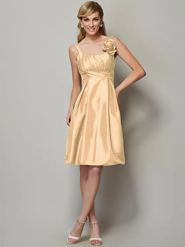 Charming Straps Sleeveless Pleats Short Taffeta Bridesmaid Dresses - Image 12