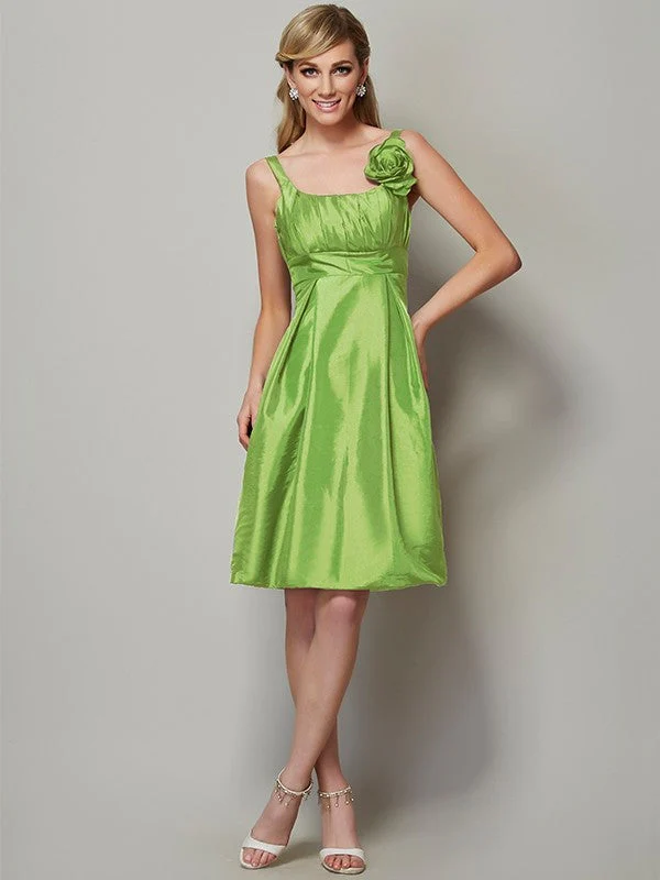 Charming Straps Sleeveless Pleats Short Taffeta Bridesmaid Dresses - Image 14