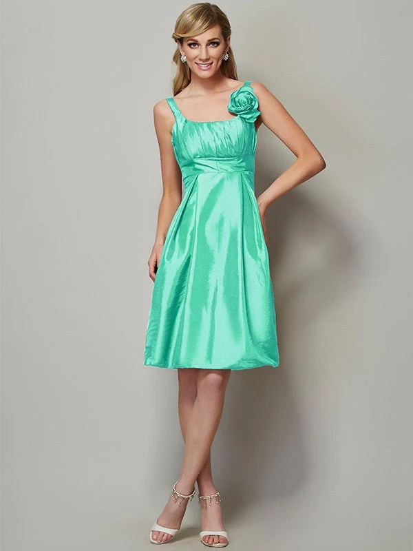 Charming Straps Sleeveless Pleats Short Taffeta Bridesmaid Dresses - Image 15