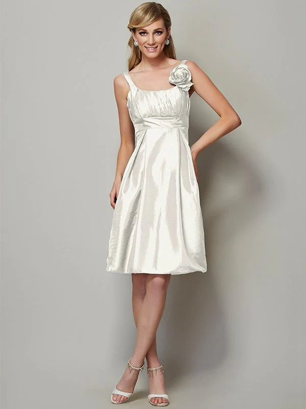 Charming Straps Sleeveless Pleats Short Taffeta Bridesmaid Dresses - Image 16