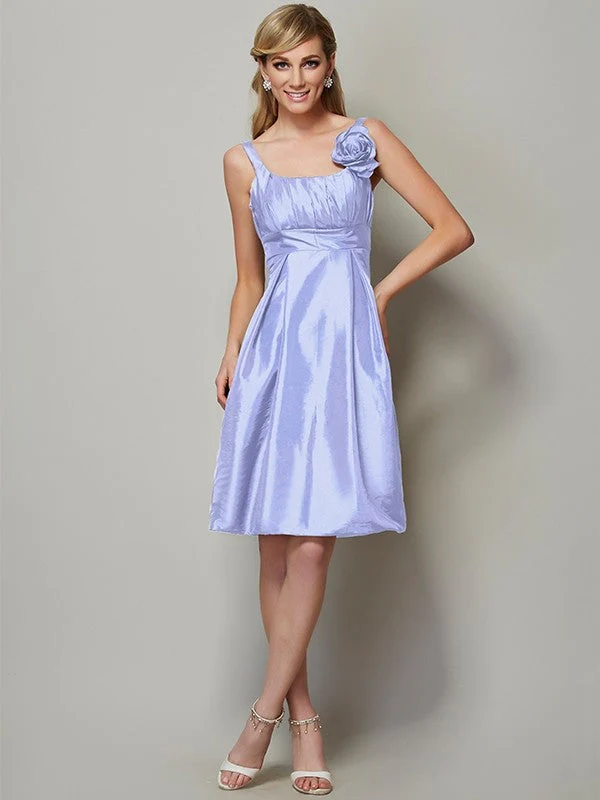 Charming Straps Sleeveless Pleats Short Taffeta Bridesmaid Dresses - Image 17