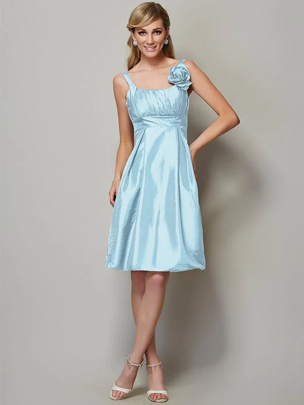 Charming Straps Sleeveless Pleats Short Taffeta Bridesmaid Dresses - Image 18