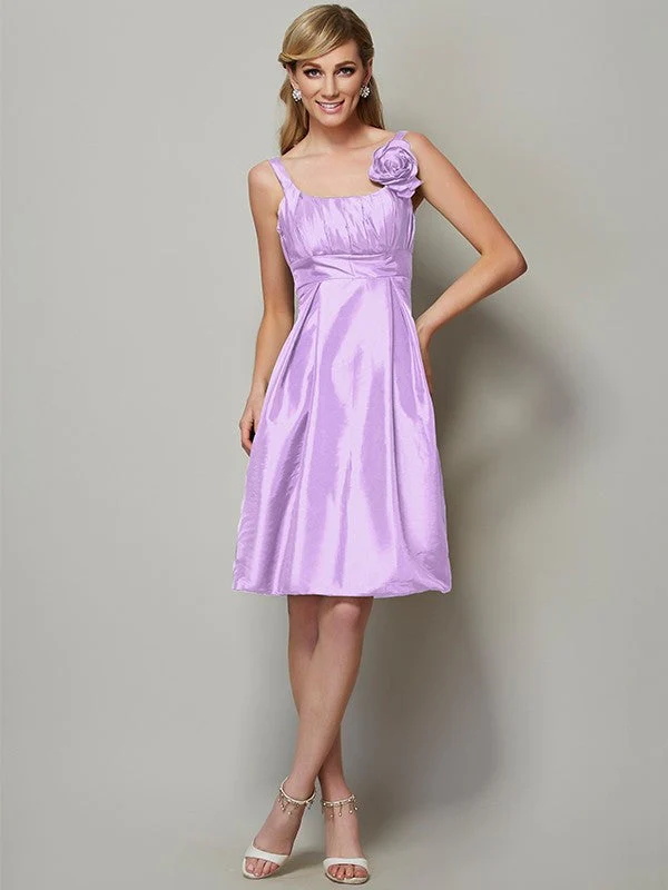 Charming Straps Sleeveless Pleats Short Taffeta Bridesmaid Dresses - Image 19