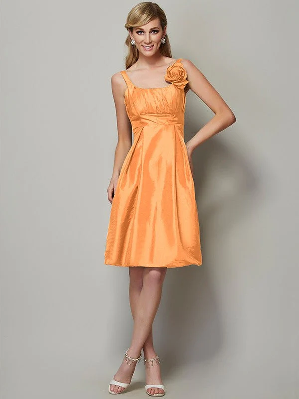 Charming Straps Sleeveless Pleats Short Taffeta Bridesmaid Dresses - Image 20
