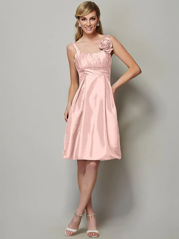 Charming Straps Sleeveless Pleats Short Taffeta Bridesmaid Dresses - Image 21