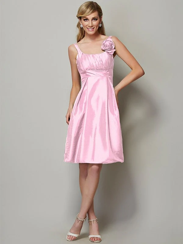 Charming Straps Sleeveless Pleats Short Taffeta Bridesmaid Dresses - Image 22