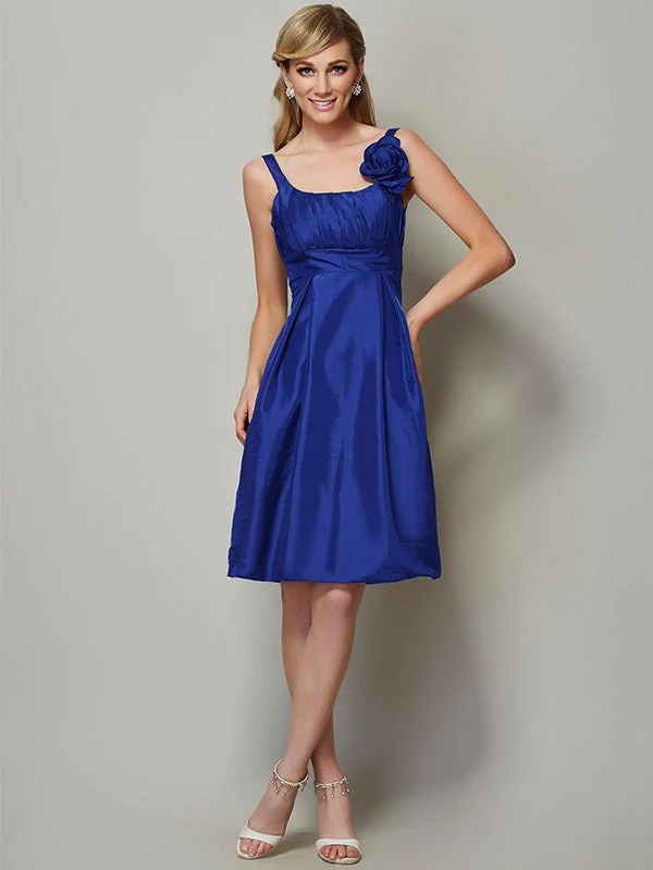 Charming Straps Sleeveless Pleats Short Taffeta Bridesmaid Dresses - Image 25