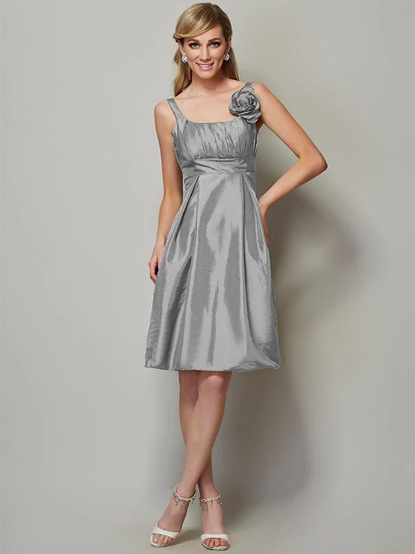 Charming Straps Sleeveless Pleats Short Taffeta Bridesmaid Dresses - Image 27