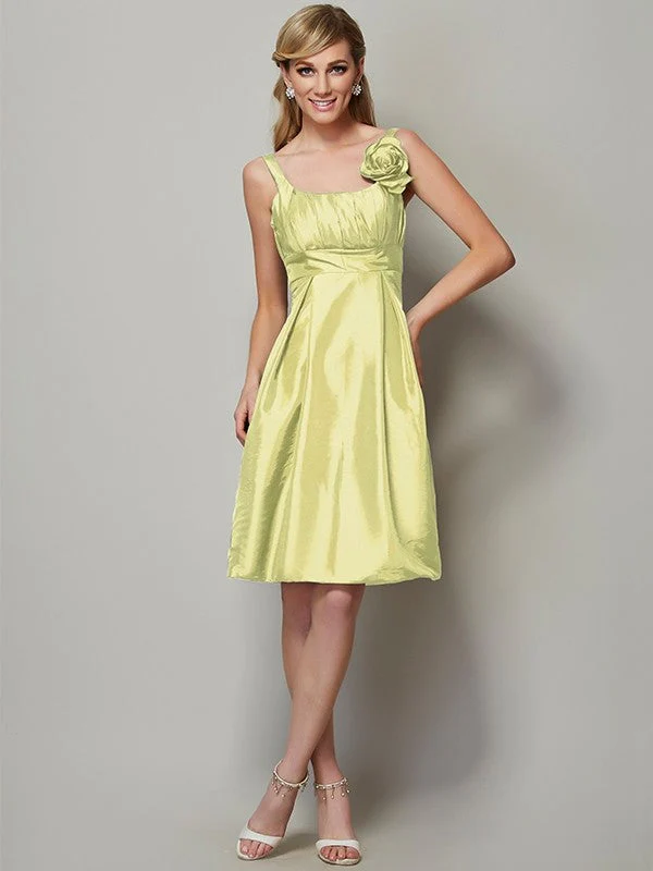 Charming Straps Sleeveless Pleats Short Taffeta Bridesmaid Dresses - Image 8