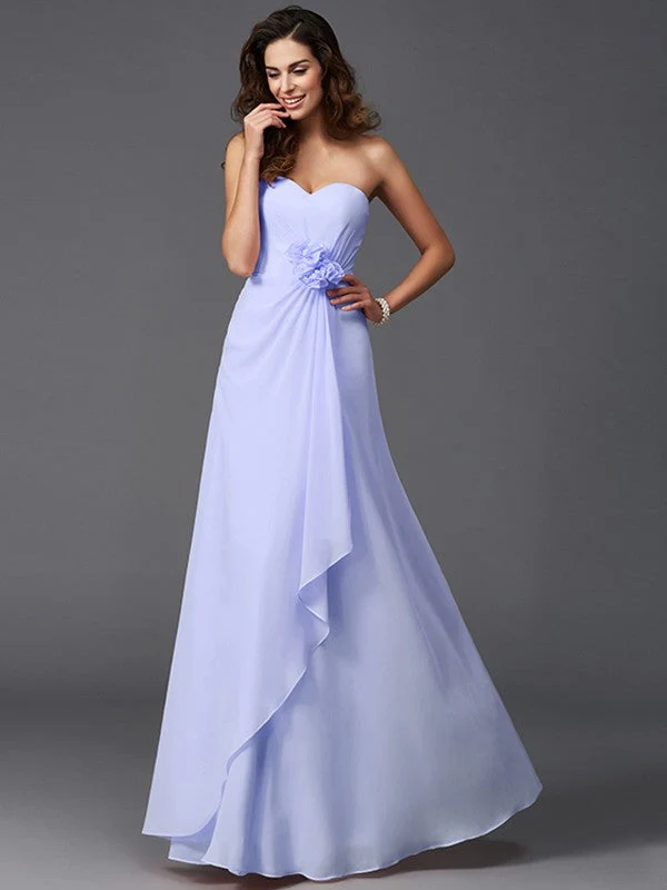 Gorgeous Sweetheart Hand-Made Flower Sleeveless Long Chiffon Bridesmaid Dresses - Image 17