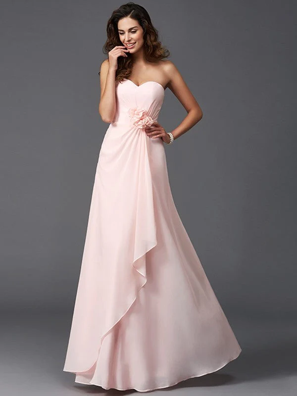 Gorgeous Sweetheart Hand-Made Flower Sleeveless Long Chiffon Bridesmaid Dresses - Image 20