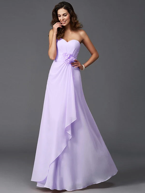 Gorgeous Sweetheart Hand-Made Flower Sleeveless Long Chiffon Bridesmaid Dresses - Image 21