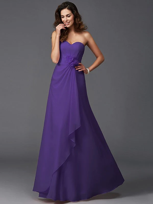 Gorgeous Sweetheart Hand-Made Flower Sleeveless Long Chiffon Bridesmaid Dresses - Image 22