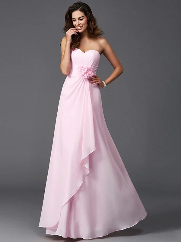 Gorgeous Sweetheart Hand-Made Flower Sleeveless Long Chiffon Bridesmaid Dresses - Image 23