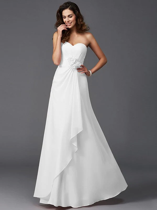 Gorgeous Sweetheart Hand-Made Flower Sleeveless Long Chiffon Bridesmaid Dresses - Image 29