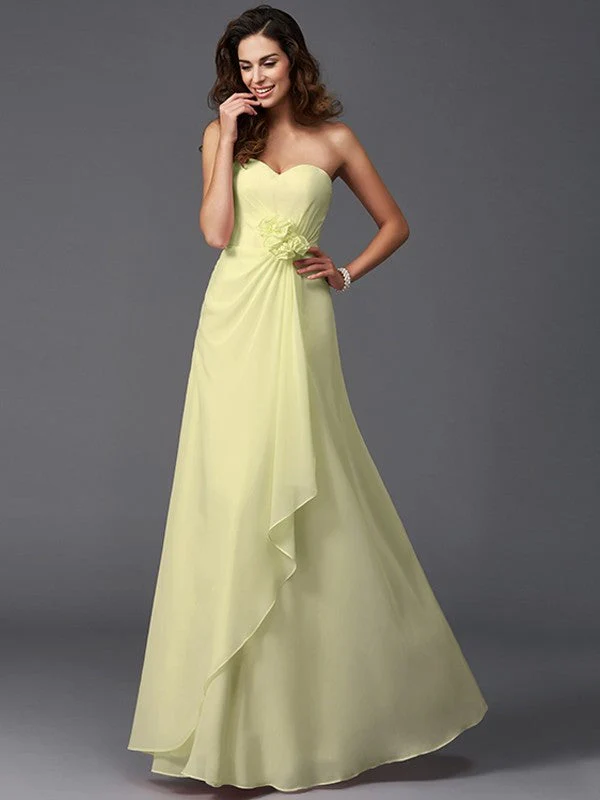 Gorgeous Sweetheart Hand-Made Flower Sleeveless Long Chiffon Bridesmaid Dresses - Image 8