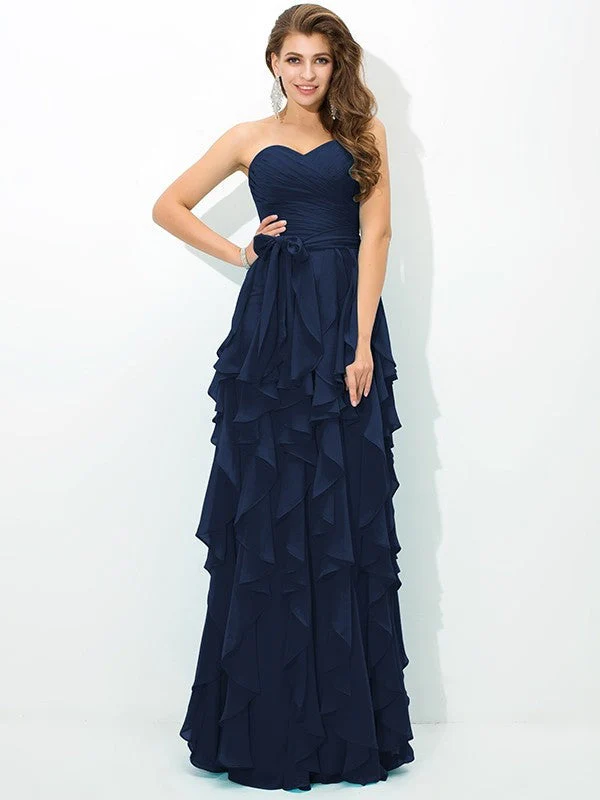 Gorgeous Sweetheart Layers Sleeveless Long Chiffon Bridesmaid Dresses - Image 10