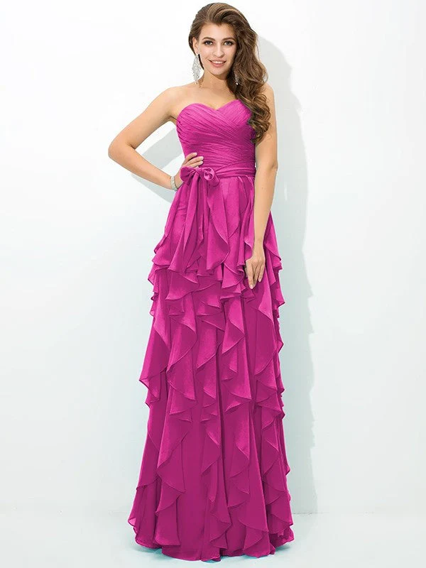 Gorgeous Sweetheart Layers Sleeveless Long Chiffon Bridesmaid Dresses - Image 11