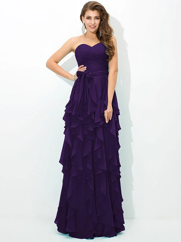 Gorgeous Sweetheart Layers Sleeveless Long Chiffon Bridesmaid Dresses - Image 13